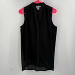 Finley Button Down Shirt SZ Small Sleeveless Mesh Black USA Made Luxury Classic Photo 9