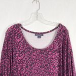 Roamans Plus Size 1X 22W 24W Top Hot Pink Black Leopard Print Animal Knit 409 Pink Photo 5