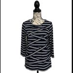Chico's Chico’s Women’s Layered Double-Stripe Top Black White Nautical Preppy Coastal M Photo 1