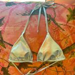 silver metallic y2k shiny triangle tie bikini top Photo 4
