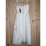 Lulus NWT  Teodora White Floral Applique Lace-Up Midi Dress Wedding Cocktail Sz L Photo 5