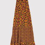 Maaji Womens Dress Orange Maxi Leopard Halter V Neck Sleeveless A Line Boho XS Photo 1