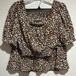 Floral SET Black and Orange NWOT Women's Skirt and Shirt Set Size M Photo 0
