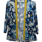 Susan Graver  Floral Cardigan Blue Large Photo 0