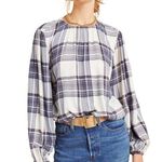 Anthropologie Cloth & Stone Glacier Plaid Top Size XS Photo 0