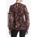 Taylor and Sage Printed Lace Illusion Dark Berry Bark Polyester Blouse Top Sz M Purple Size M Photo 10
