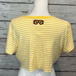 Talbots  Striped Yellow/White Cropped Tee with Palm Tree and Sunglasses-Large Photo 1