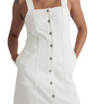 Madewell NWT Denim Square Neck Sleeveless Mini Dress in Tile White Size 14 Photo 0