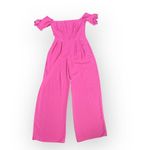 Gal Meets Glam  Meredith Jumpsuit Women's Size 0P Pink Bow Off Shoulder Wide Leg Photo 1