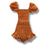 Caroline Constas Ginny Floral Puff Sleeve Ruffle Romper‎ Women's Size XXS Yellow Orange Photo 1
