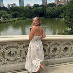 Boutique Printed Eyelet Strapless Dress White Photo 1