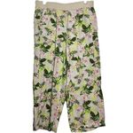 J.Jill Love Linen Orchid Spring Pants 100% Linen Floral Elastic Crop S 32x24 Tan Photo 2