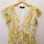 Aakaa {S}  Tiered Ruffle Yellow Midi Dress Photo 3