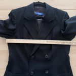 Vintage Wool Pant Suit Women Small Navy Double Breasted Minimalist Career Luxury Blue Photo 11