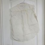 DKNY Ruffle Trim Sleeveless Blouse Top Linen White Size Petite PL NWT Photo 5