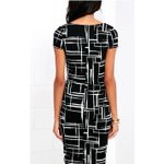 Lu Lus Black White Geometric Print‎ Short Sleeve Sheath Dress Size S Trendy # Photo 1