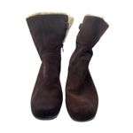 Clarks Bendables Brown Suede Faux Fur Heeled Boots Ankle Size 9.5 W Photo 1