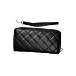 Womens Black quilted faux Leather Wallet wristlet 7" Photo 4