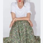 ZARA Green Floral Tiered Peasant Maxi Skirt Photo 4