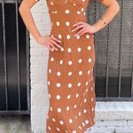 Target Classy Brown and white polka dot midi dress sz xs / has a rip on the back  Photo 0