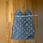 ZARA  Fringe Sequined Silver Mini Spaghetti Dress Photo 5