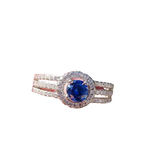 Boutique NEW Platinum Plated Sapphire Pave Diamond Simulant Ring Photo 3