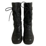 Sorel Leather Boots Salerno Size 7.5 Waterproof Black Mid Calf Fleece Lined Photo 5