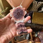 Handmade Hand Beaded Flower Fringe Boho Western Necklace Photo 1