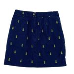 J.Crew  Basketweave Cotton Mini Skirt Navy Blue Pineapple Print A0111 Size 0 Photo 3