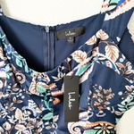 Lulus [] Positively Adorable Navy Scarf Print Satin Tiered Bustier Romper NWT XL Photo 10