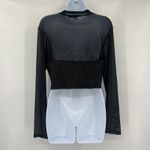 OLM Mesh Faux Leather Bustier Womens Crop Top Sz XL Y2K Goth Rave Festival Edgy Black Photo 7