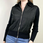 Style & Co Black Ribbed Sleeve Zip Up Puffer Jacket Size M Photo 0