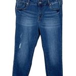 GRACE IN LA Easy Fit Jeans Womens 31 Blue Stretch Denim Distressed Cropped Capri Photo 0