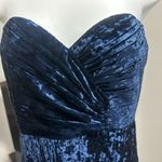 Lulus Classy Sensation Navy Velvet Pleated Strapless Maxi NWOT Sold Out On Line Blue Photo 4
