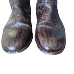 Talbots  Brown Leather Croc Embossed Riding Horse Bit Boots size 8.5 Photo 2
