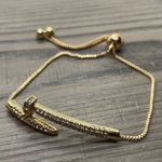 Gold Rhinestone Nail Adjustable Bracelet Photo 1