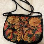 Not sure Size OS Vintage Floral Embroidered Velvet Crossbody Bag with Black Brai Photo 0