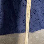 Old Navy Shirt Womens XXL 2X Plus Cap Sleeve Eyelet Navy Blue Embroidered Blouse Photo 4