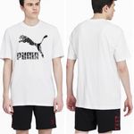 Puma New Bandana Logo Short Sleeve Crewneck Graphic Tee White Black Size Small Photo 3
