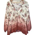 Penelope Rose Women's XL Flowy Top Pink Floral Ombre Cottagecore Blouse Babydoll Photo 1