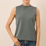 Pact Women’s Organic Airplane Mock Neck Shell in Castor Green Size L Photo 0