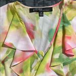 Kasper  sportswear womens medium v-neck ruffle blouse button front pastel colors Photo 5