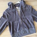 Brandy Melville john galt cropped velour zip up hoodie sweater Photo 0