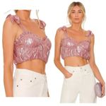 Majorelle Revolve Carola Pink Metallic Bustier Top Size Small Cropped Barbie Photo 1