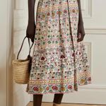 Alice + Olivia Earla embroidered cotton linen midi skirt floral pot ecru 0 $495 Photo 0