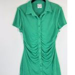 With Jean Dress Green Alexa Mini Bodycon Ruched Shirtdress Casual Y2K Medium Photo 3
