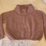 Moon & Madison sweater women’s medium mauve cowl/turtle neck knit cut short Photo 0