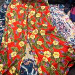 Urban Outfitters  Womens Crop Pants Wide Leg Floral Colorful Buttons Red Yellow 2 Photo 4