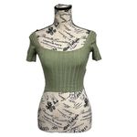 Princess Polly Green Ribbed Off-Shoulder Crop Top XS/S Boho Coastal Preppy Photo 1