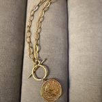 Pomina Chunky Gold Plated Fashion Toggle Necklace Antique Coin Pendant Photo 6